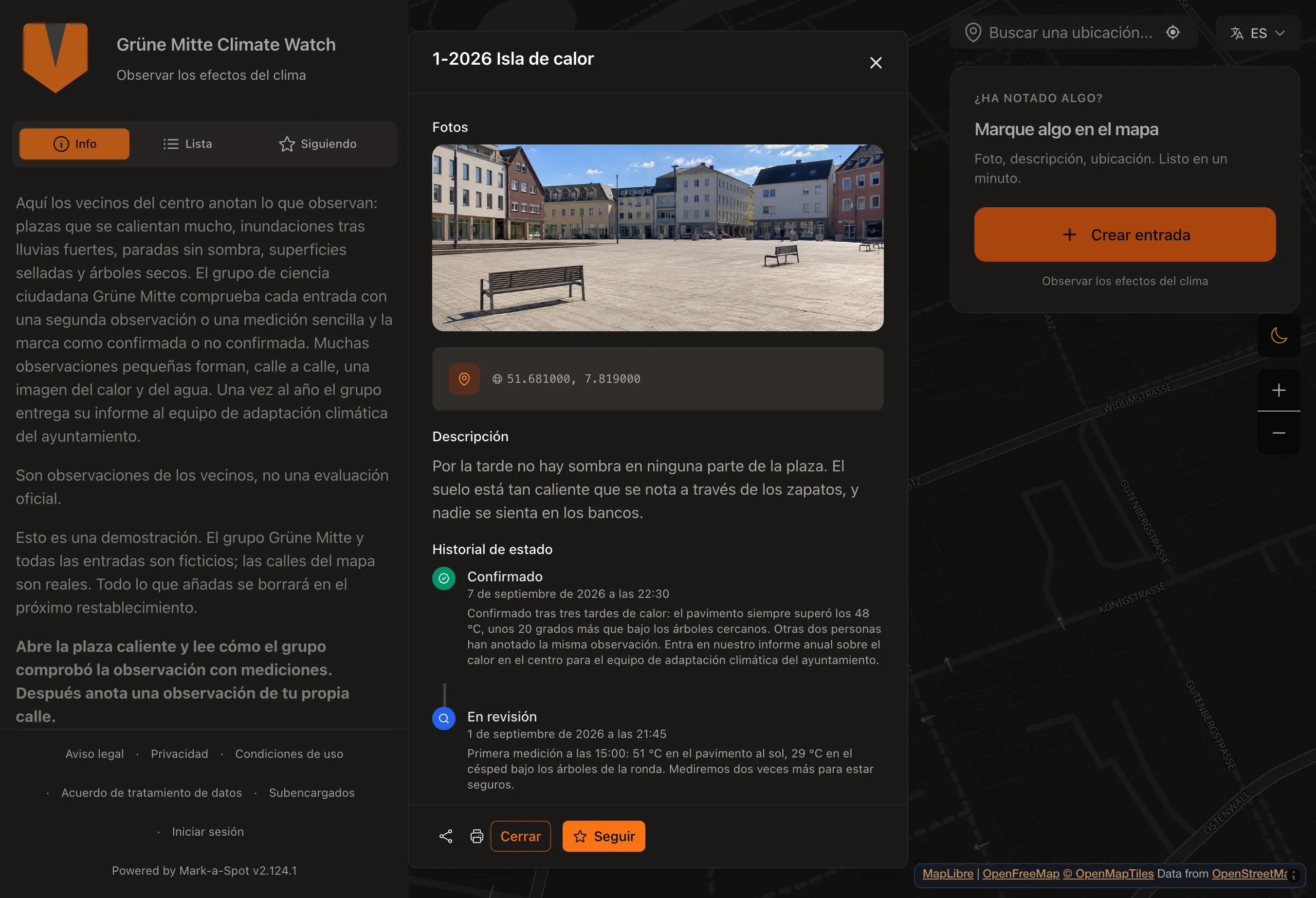 De la plaza calurosa a la observación confirmada