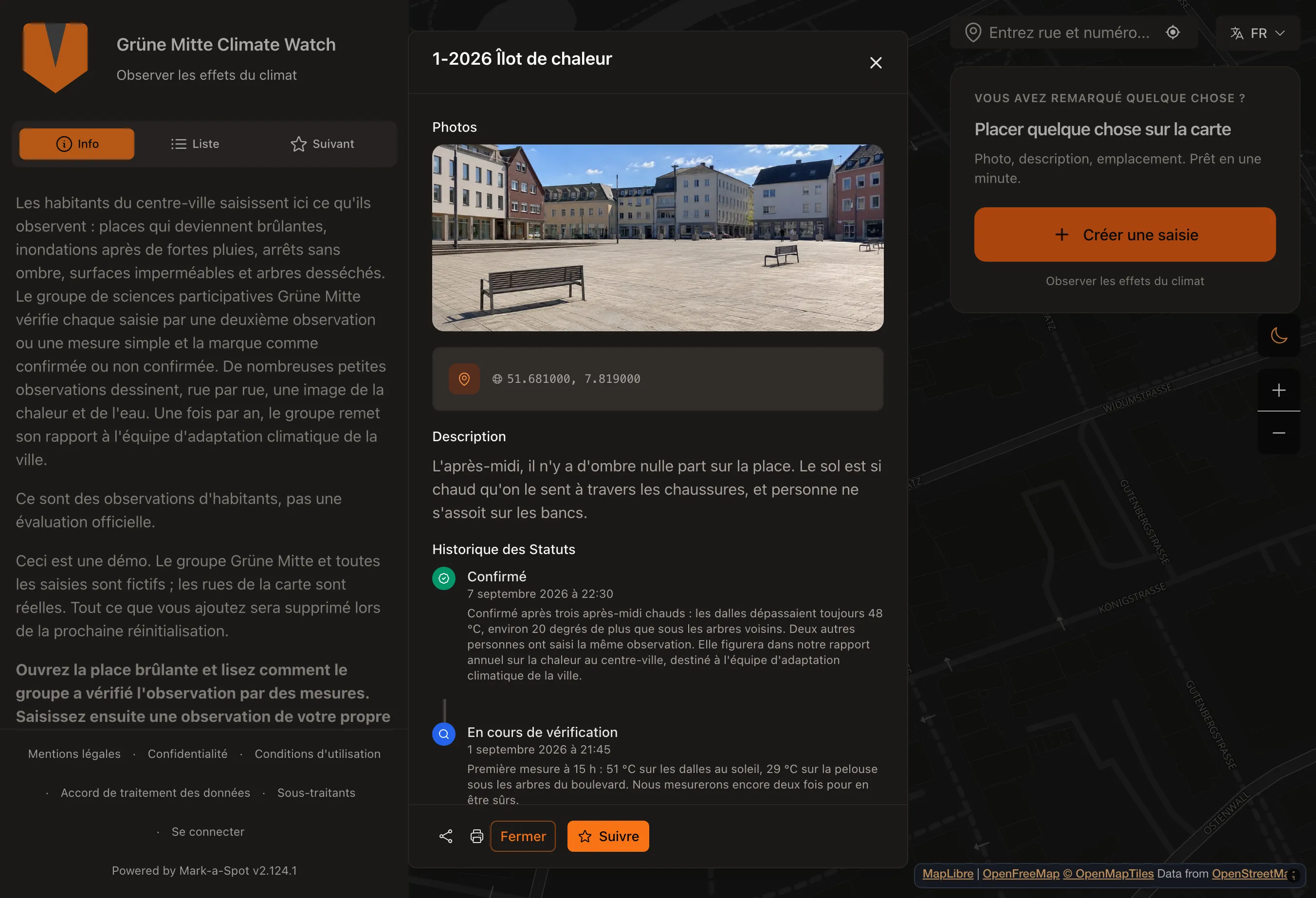 De la place brûlante à l'observation confirmée