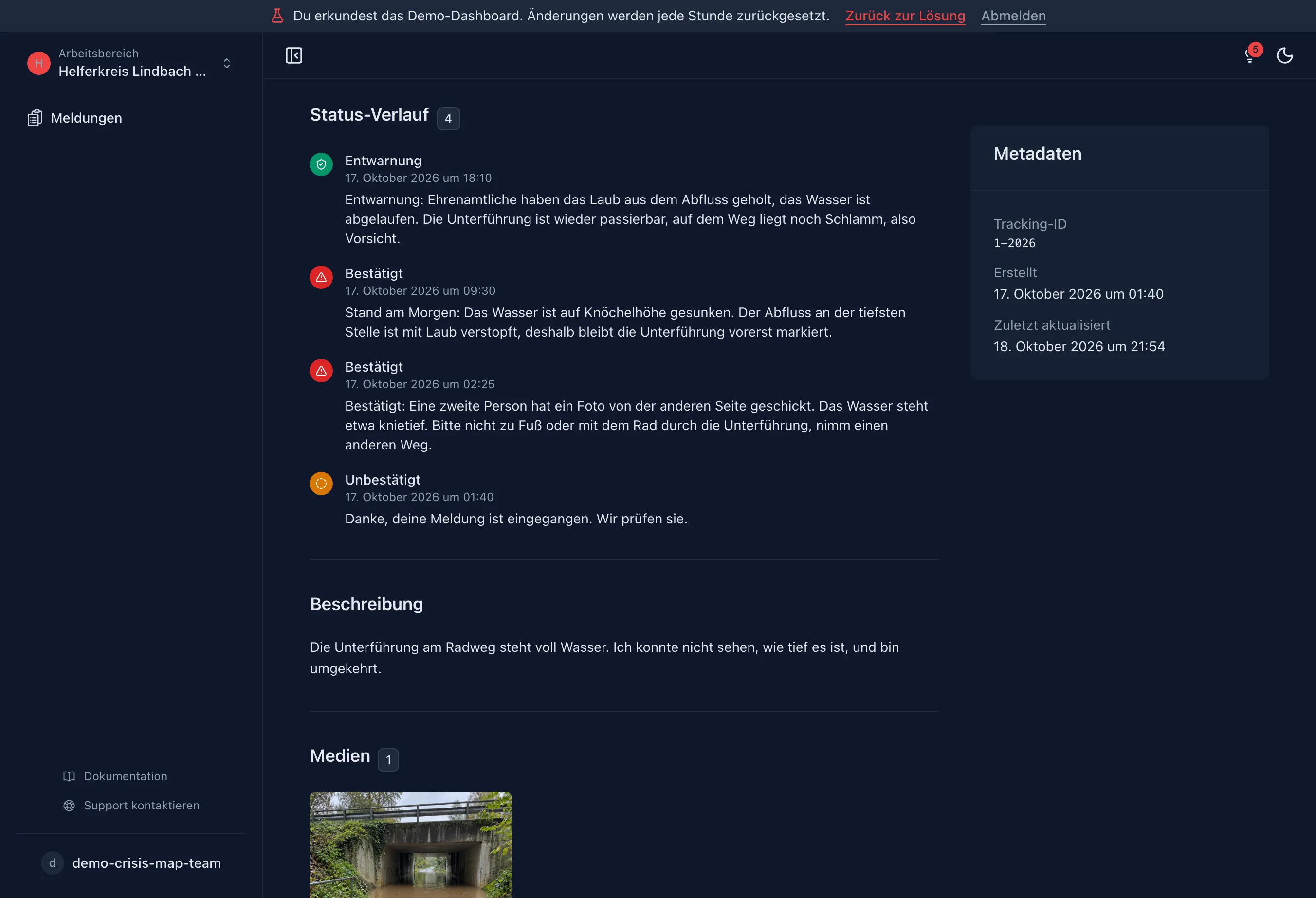 Sehen, wie eine Meldung geprüft wurde