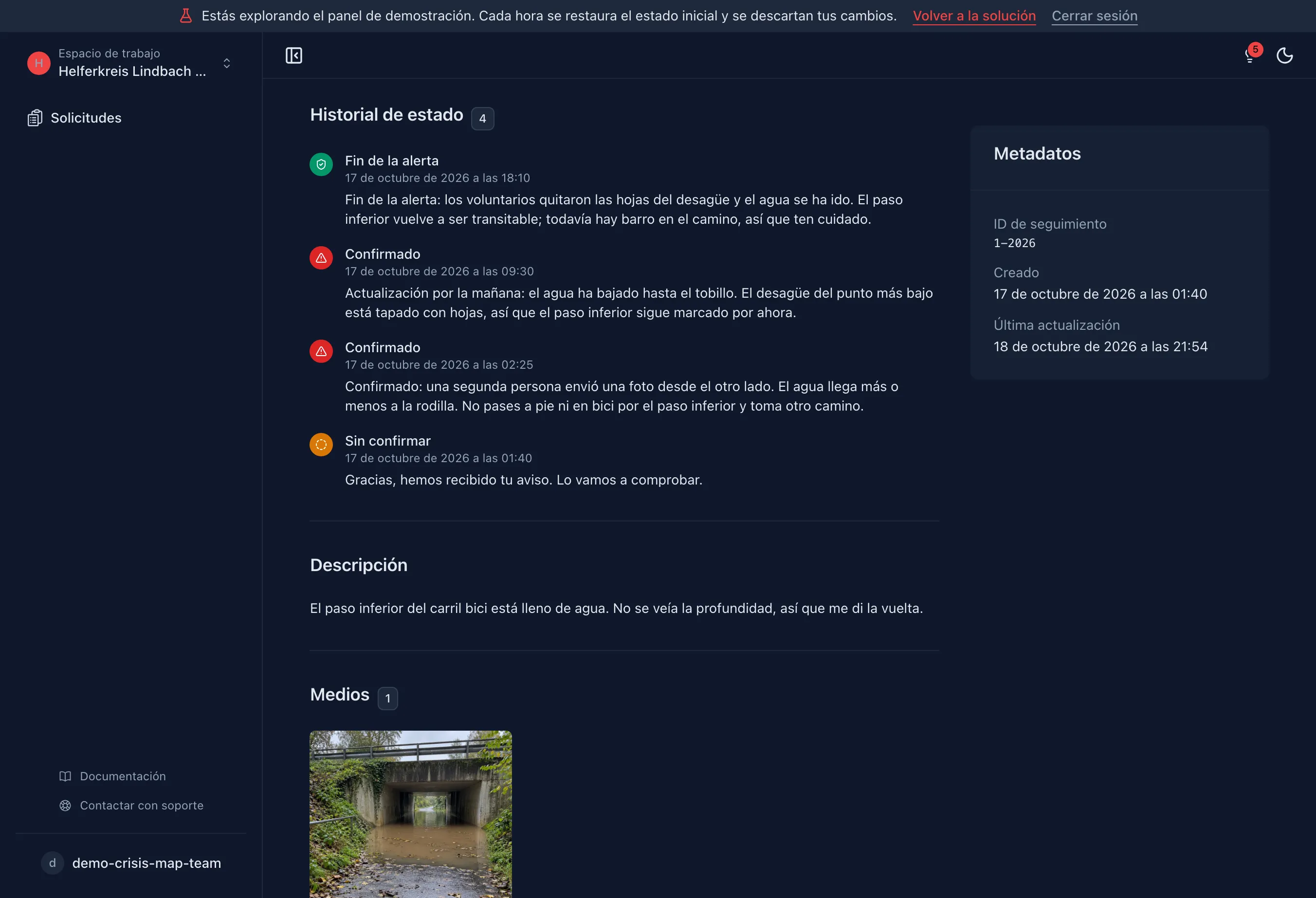 Ver cómo se comprobó un aviso