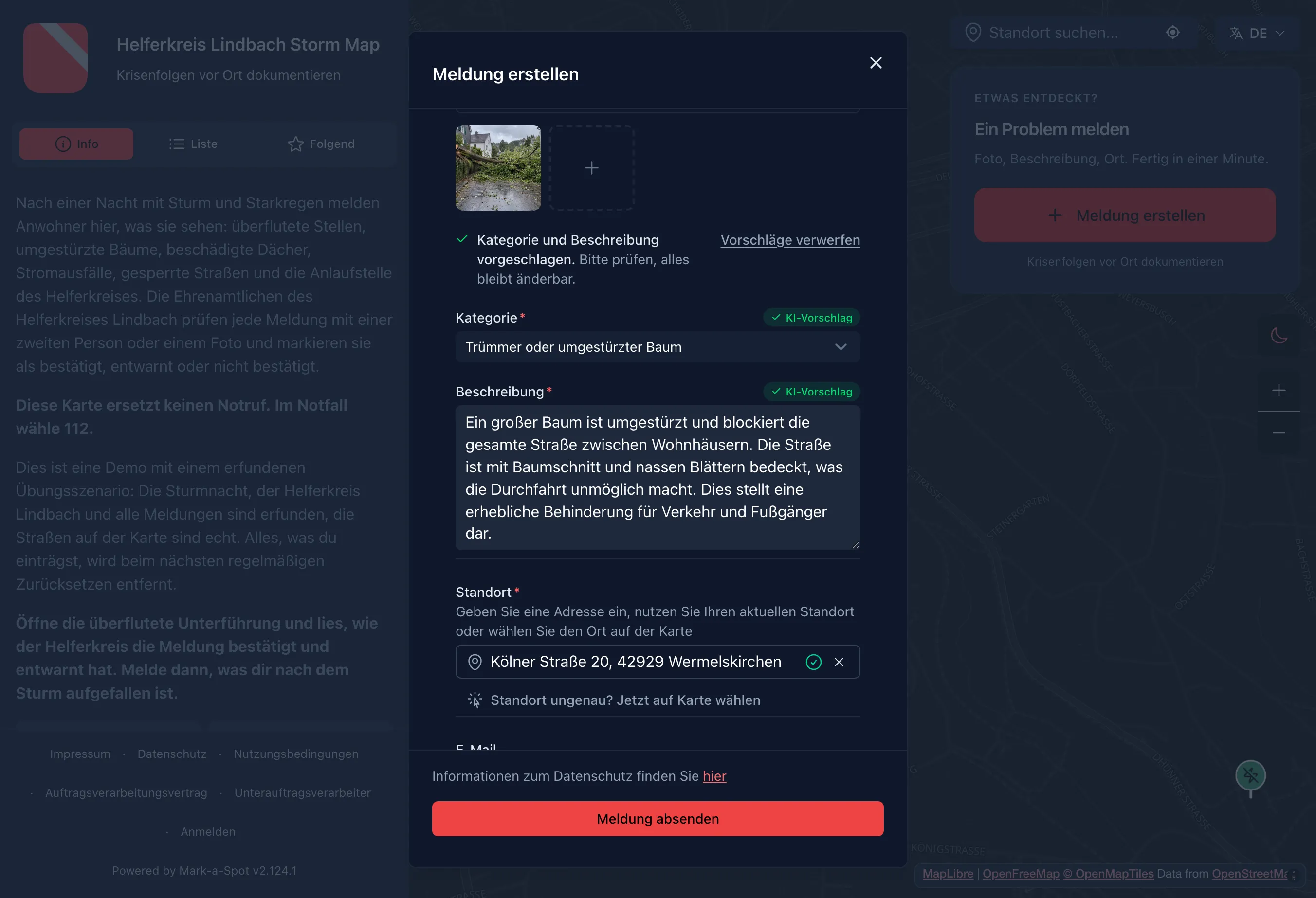 Foto machen, die KI schlägt Kategorie und Text vor