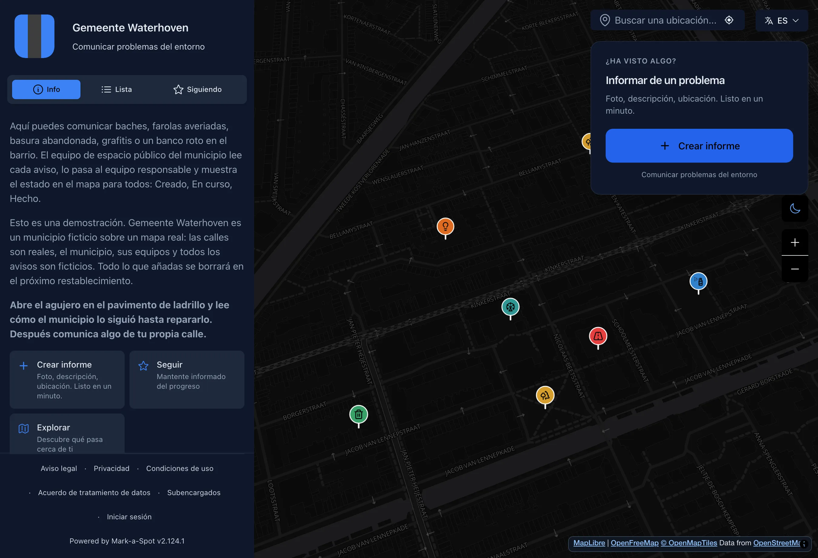 Todos los avisos del municipio en un mapa