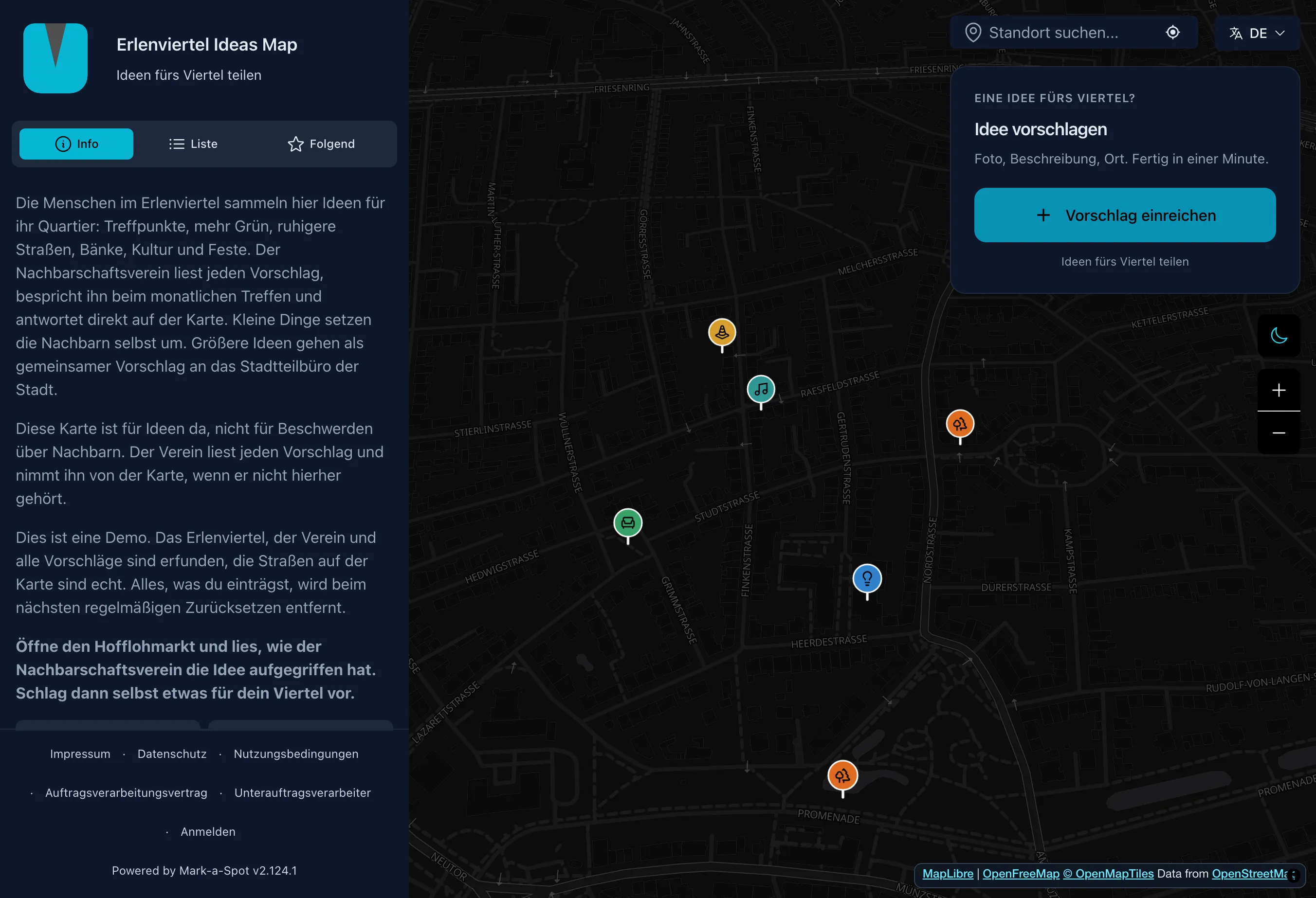 Jede Idee fürs Viertel auf einer Karte