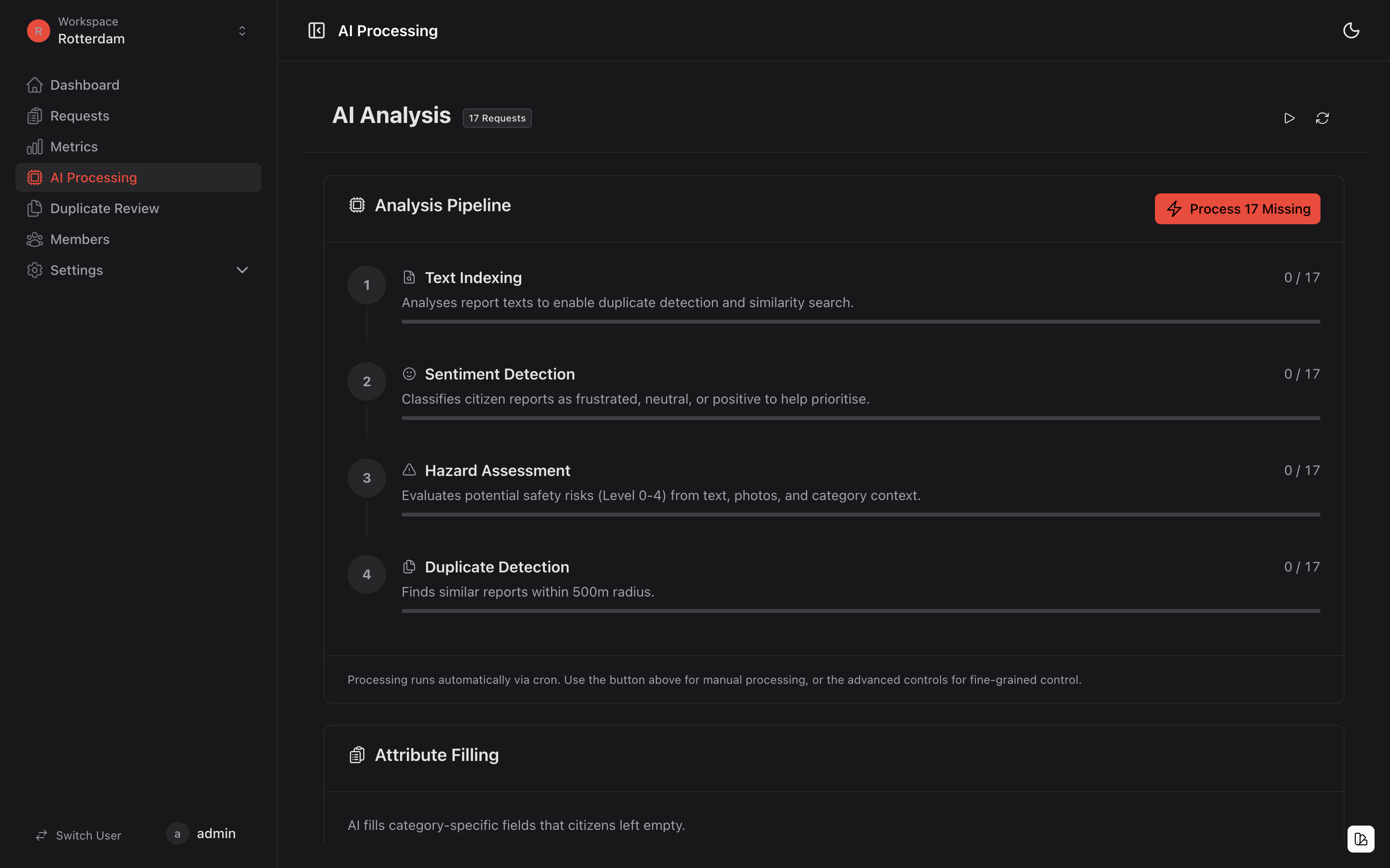 AI-bearbetningspanel med sentimentanalys